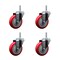 Service Caster 4 Inch Red Polyurethane Wheel Swivel 58 Inch Threaded Stem Caster Set Service Caster SCC-TS20S414-PPUB-RED-58212-4 - alternate 1